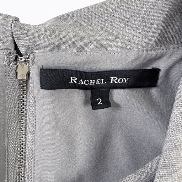 Rachel Roy Midi Sheath Tweed Dress Sz 2 Gray Wool 90s Office Siren Corpcore Chic - Picture 4 of 7